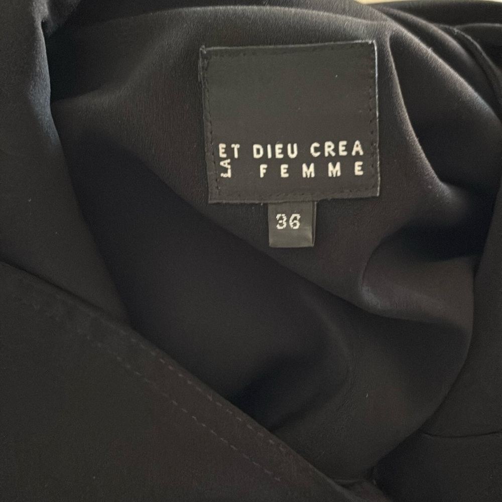 Manteau Et Dieu créa la femme Long Black Coat Size 36 - Picture 2 of 5